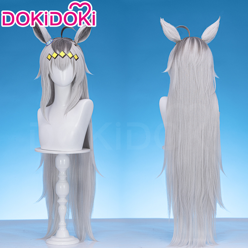 Dokidoki in Stock Jockey Girl Little Chestnut Hat Cosplay Wig 90cm Layered Gradient with Wig Ears