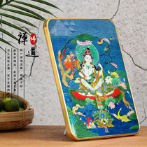 Customized table setting for the portraits of Saraswati and Bodhisattva Saraswati and hanging paintings of Saraswati and Lamina.