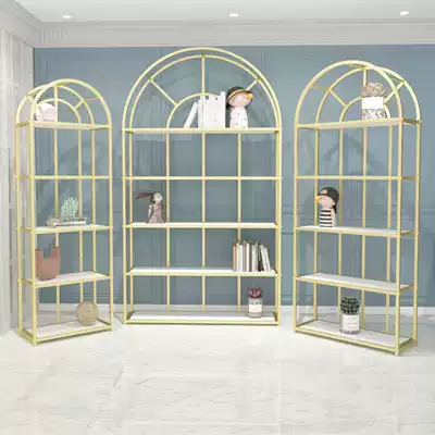 Nordic luxury home shelf bookshelf cosmetics display rack curved shoe rack bag display rack floor gold