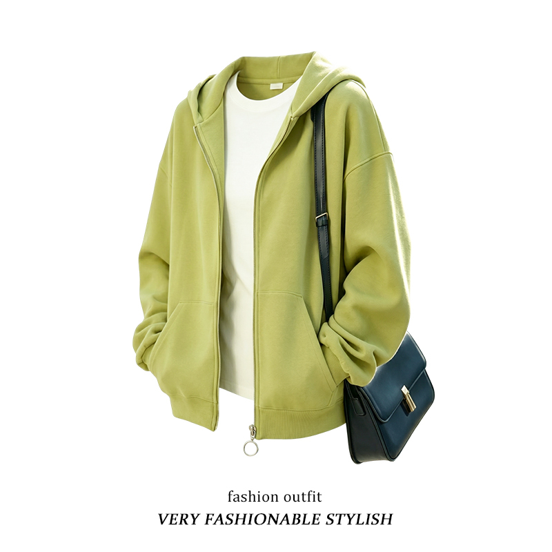 High-End and Stylish Green Hooded Thin Jacket for Women, 2026 Spring New Trendy and Youthful Cardigan