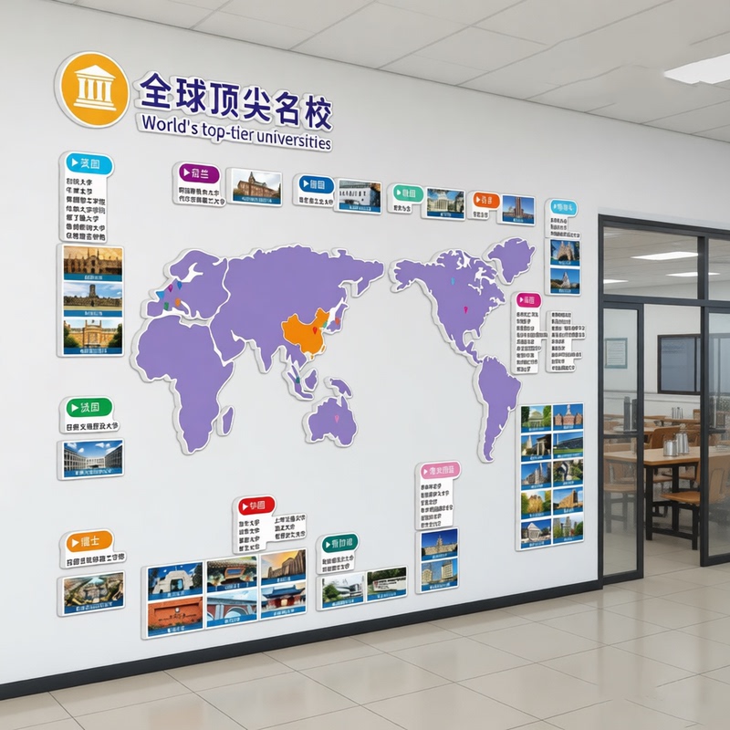 Wall Decoration for Training Institutions, World University and Prestigious School Picture Albums, Prestigious School Goal Walls, School Culture Classroom Layout