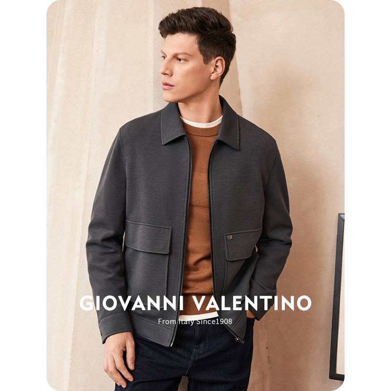 Giovanni Valentino Casual Short Woolen Jacket Men's Spring New Lapel Jacket Top