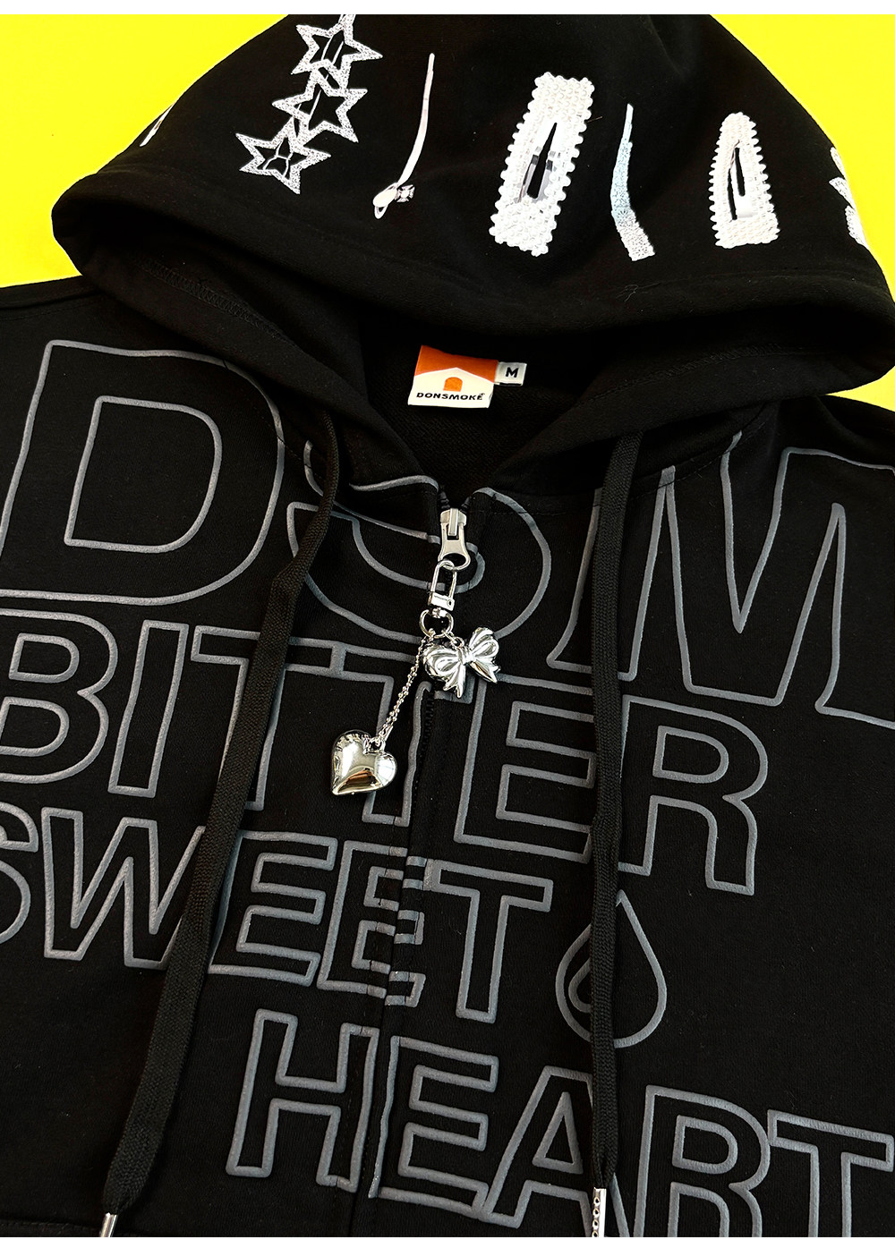 DONSMOKE Hooded Zip-Up Drop-Shoulder Sweatshirt