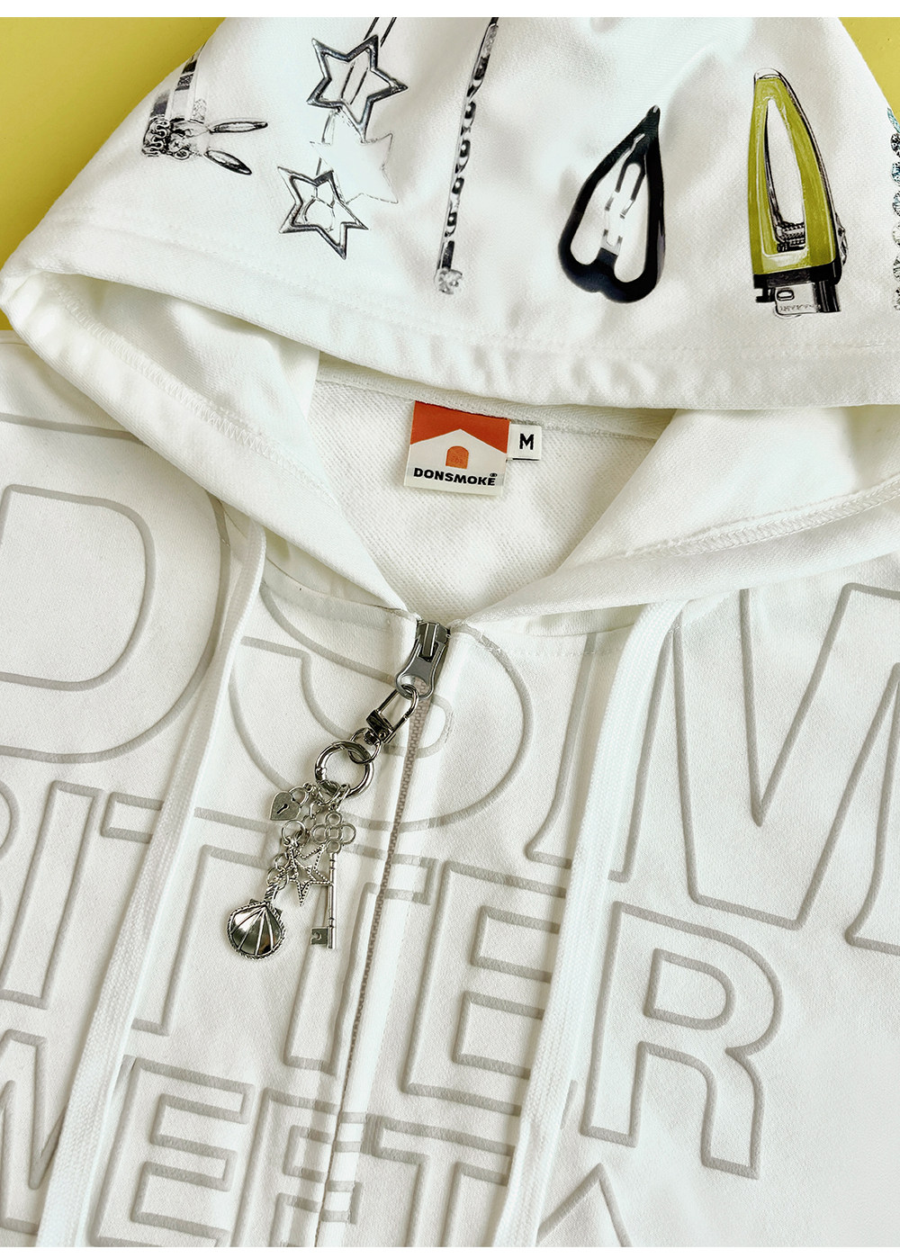 DONSMOKE Hooded Zip-Up Drop-Shoulder Sweatshirt