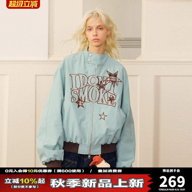 Donsmoke Star Patch Large Logo Jacket Dsm American Retro Nostalgic Street Style Plaid Star Jacket