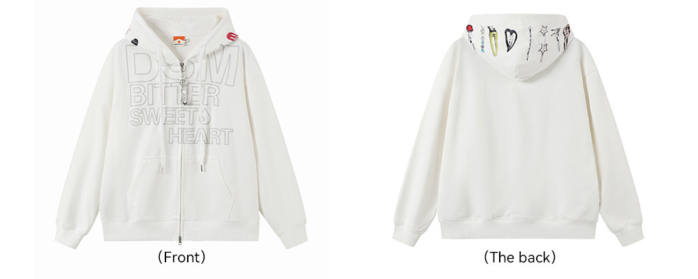 DONSMOKE Hooded Zip-Up Drop-Shoulder Sweatshirt