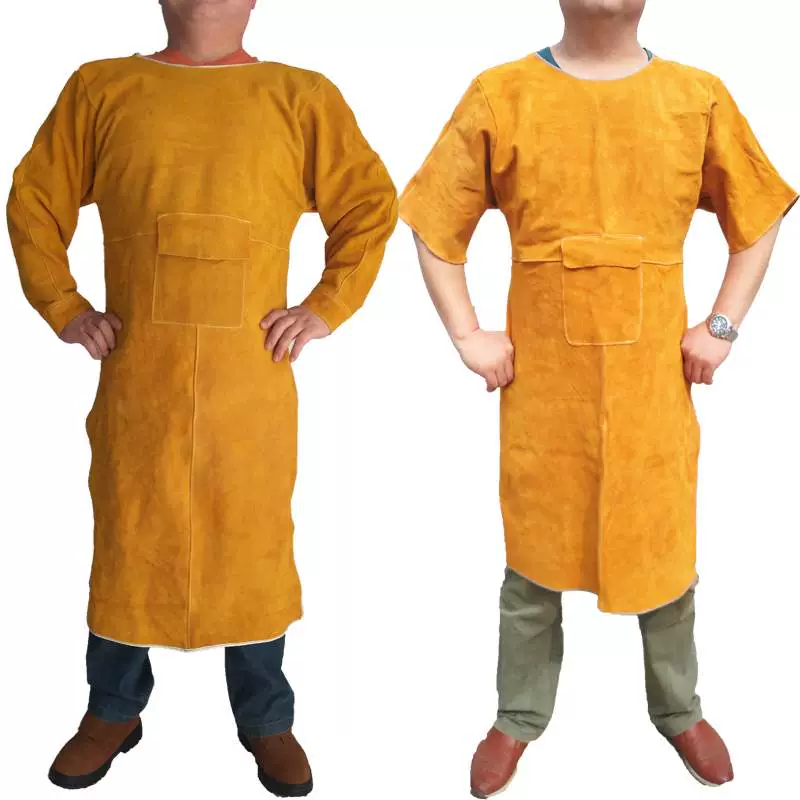 Da bò nguyên chất hàn tạp dề thợ hàn chống ăn mòn hàn quần áo bảo hộ quần áo làm việc chịu mài mòn cách nhiệt chống cháy ủi do bao ho lao dong