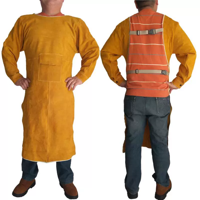 Da bò nguyên chất hàn tạp dề thợ hàn chống ăn mòn hàn quần áo bảo hộ quần áo làm việc chịu mài mòn cách nhiệt chống cháy ủi do bao ho lao dong