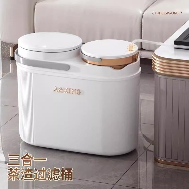 Japanese Imported High-End Tea Waste Separation Two-In-One Trash Can with Filter for Tea Dregs and Drainage, Specifically for Tea Tables
