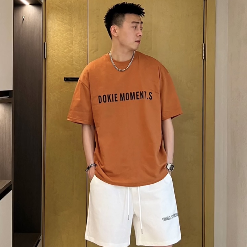 2026 Summer Trendy 3D Letter Wide-Fit Loose Men's Short-Sleeve Casual Sports Half-Sleeve T-Shirt for Men