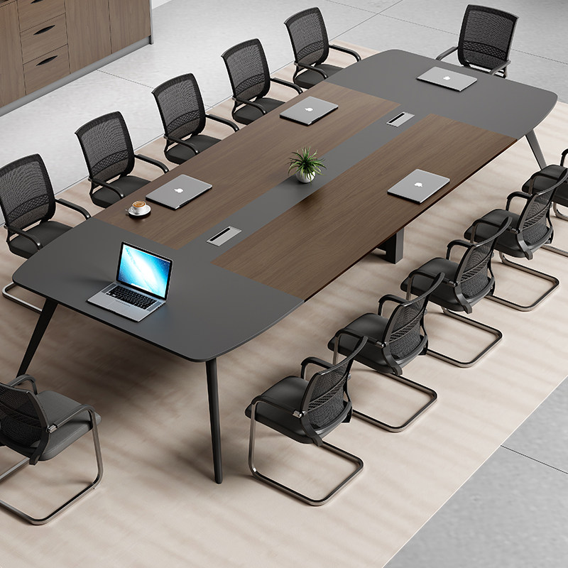 Desk Desk Simply modern office furniture long tableste frame walnut wood-colored worktable meeting room table