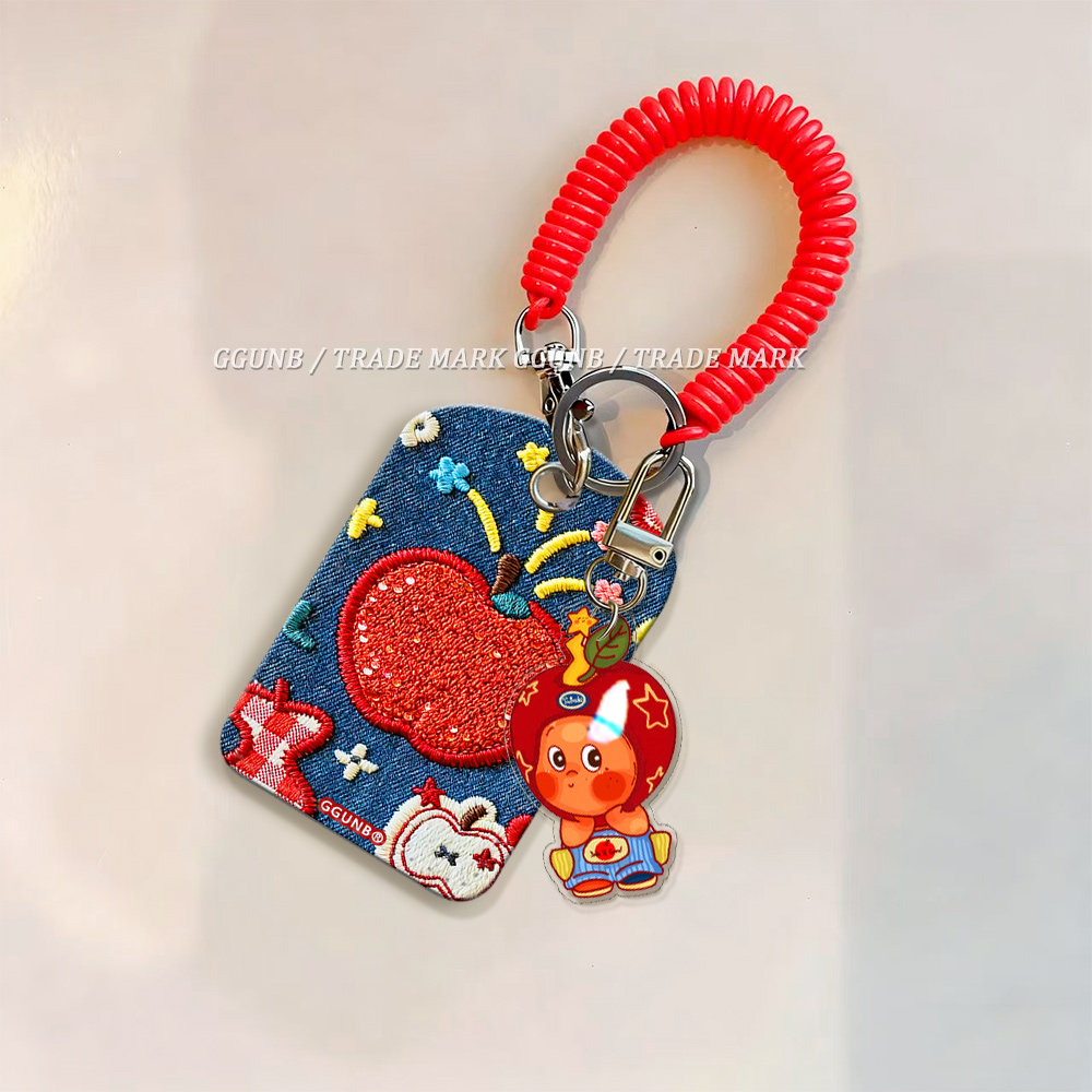 Colorful flower red apple card holder, access control water droplet small card holder, keychain, mini NFC contactless community bus card, transportation elevator IC card, drop-proof protective case