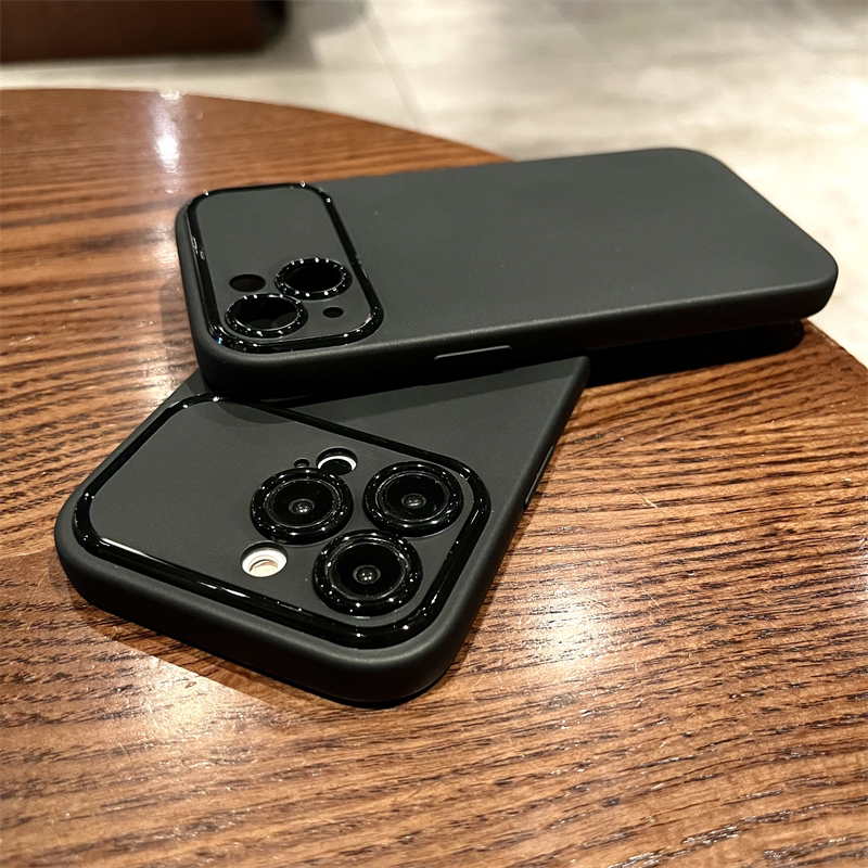 High-End Black Matte Large Window Phone Case Suitable for Apple 16, Turns 16 into 17 in Seconds, 15 Pro Max, Simple and Sophisticated Feel, iPhone 13 /14 Straight Edge, 12 Shockproof, 11 Protective Case, Solid Color, Full Coverage, Trendy for Men