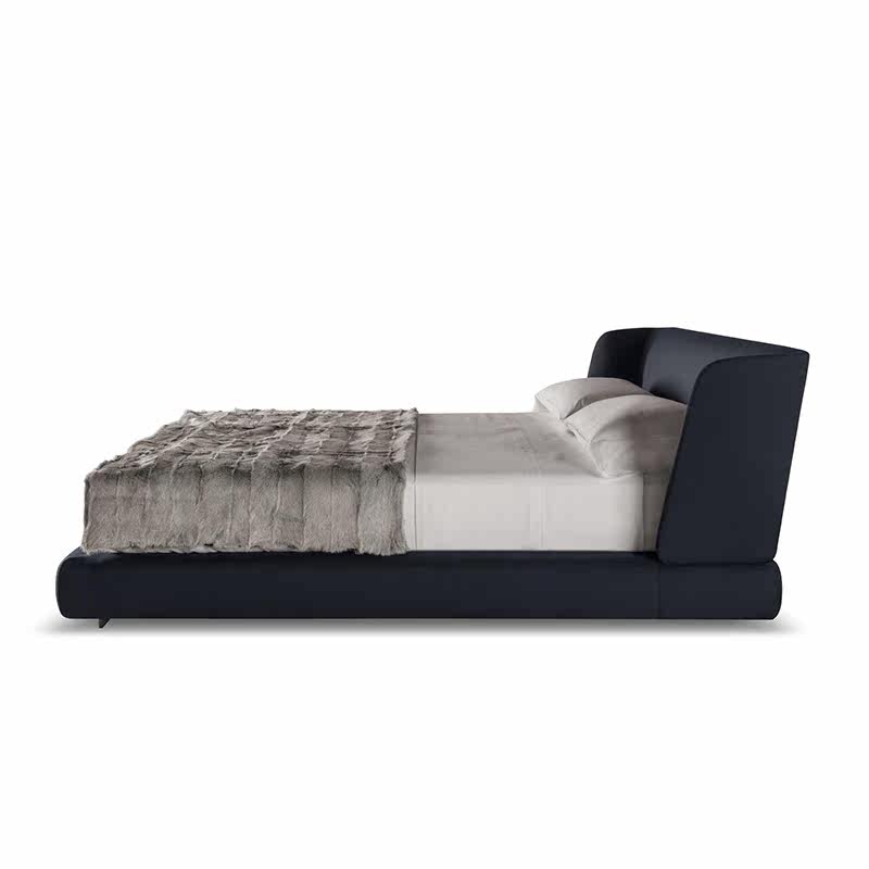 Italian Genuine Leather Bed Modern Brief About 1 m 8 Master Bedroom Type Nappa Leather Art Double Man Bed High-end Extremely Simple Atmospheric Bed