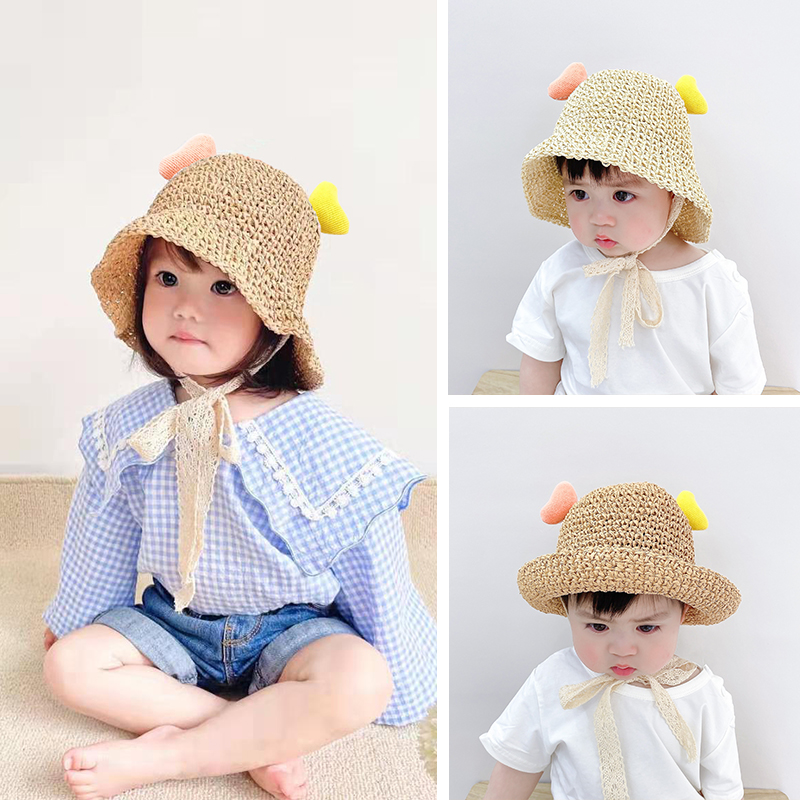 Girls baby fisherman hat baby straw hat girl spring and autumn Korean spring female treasure sun hat summer spring