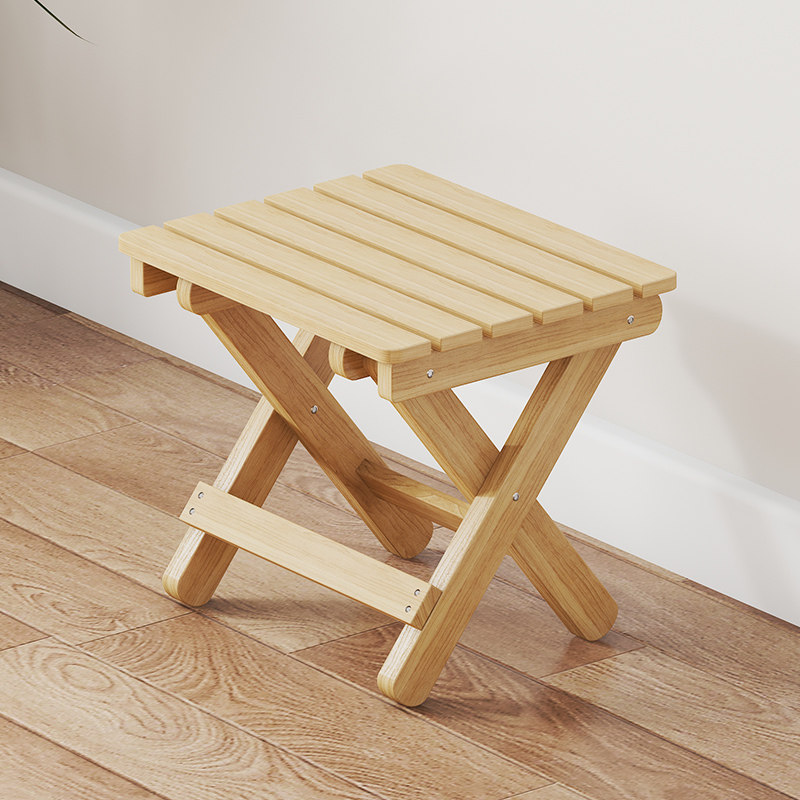 Folding Stool Home Solid Wood Outdoor Portable Minima Chair Simple Little Bench Matzah Non Plastic Changing Shoes Stool-Taobao
