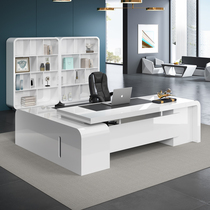 Desk boss table white piano paint high-end office desk desk desk and chair combination simple modern