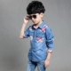 Quần áo trẻ em, áo sơ mi denim cho bé trai, áo sơ mi dài tay mỏng cho trẻ em, áo măng tô nữ cỡ lớn, áo sơ mi học sinh, áo sơ mi denim - Áo sơ mi