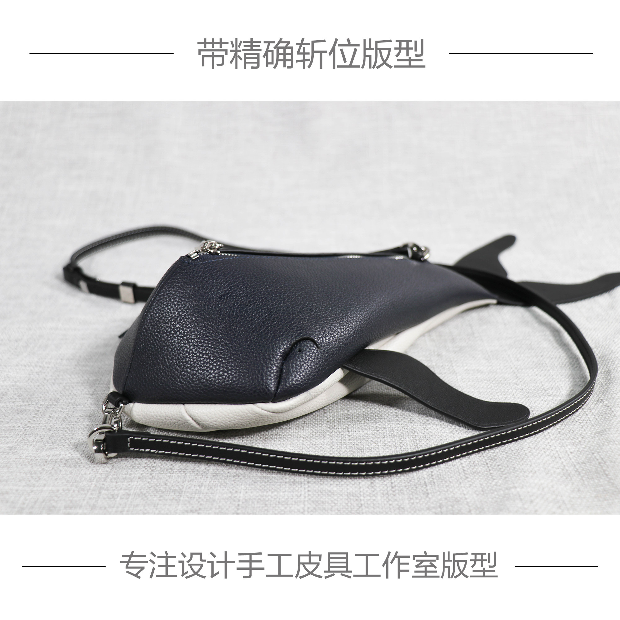 New Pint Handmade Leather type DIY drawings LOE cute whale pack inclined satchel free of cutting belt accurate decapitated
