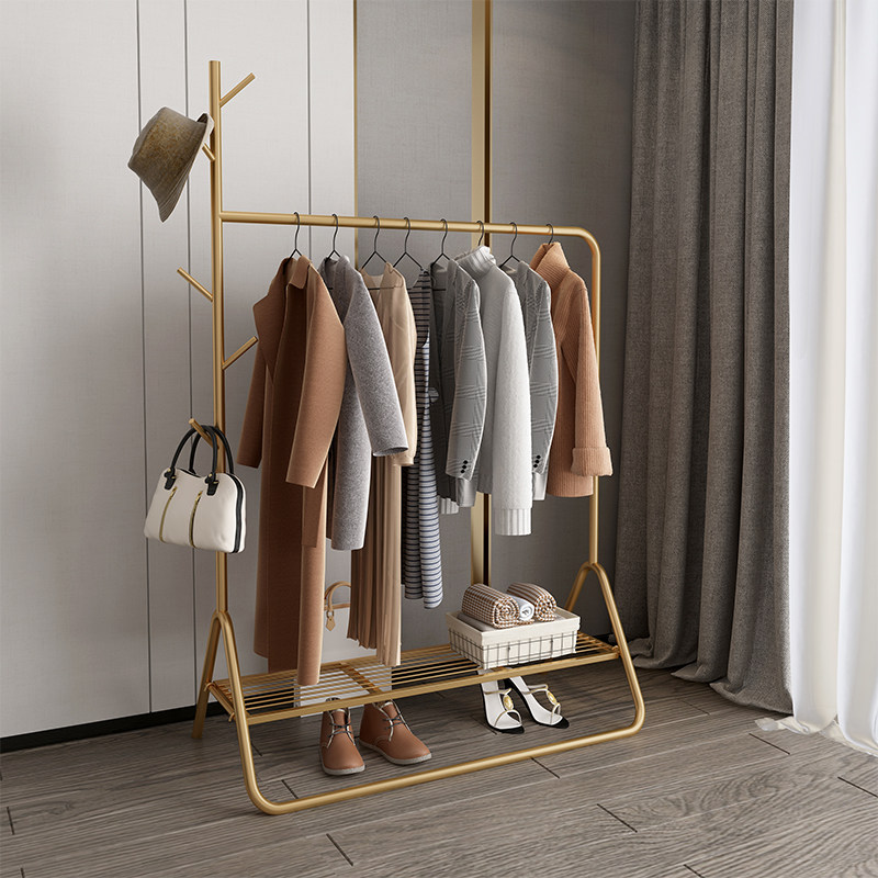 Hangers Floor-to-ceiling bedroom multi-function coat rack Household hangers Rod type simple net red clothes rack storage rack