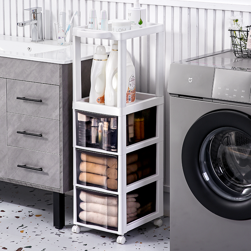 Heathen Rat Bathroom Shelve floor Home Makeup Room Multi-functional multilayer free-to-install drawer-type clamping slit accommodating cabinet