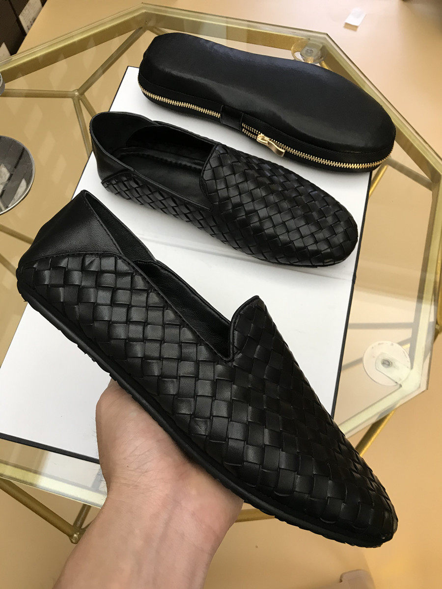 Men's Loafers, Genuine Leather, Breathable, Soft Sole, Soft Surface, Slip-On, Hand-Woven, Casual, Comfortable Men's Shoes