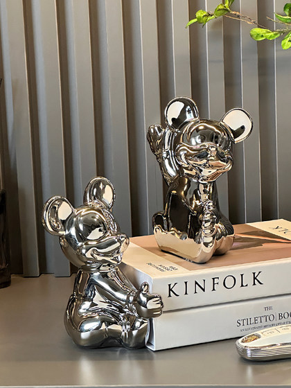 卡通米奇书挡客厅酒柜电视柜陶瓷家居装饰品书桌桌面书立创意摆件