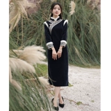 Зимнее ципао, легкий элитный ретро утепленный длинный зимний лонгслив, 2024 года, светлый стиль