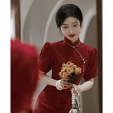 Ципао, легкое вечернее платье, красное летнее свадебное платье