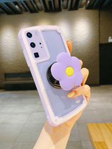 Huawei p40pro mobile phone shell full-pack camera protection p40 flower with bracket p30pro transparent border p30 tide woman new luxurious mesh red upscale anti-fall silicone gel soft shell Korean wind lens