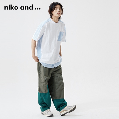 taobao agent niko and ... 【The same star】2023 Summer new loose stitching pocket casual pants 908339