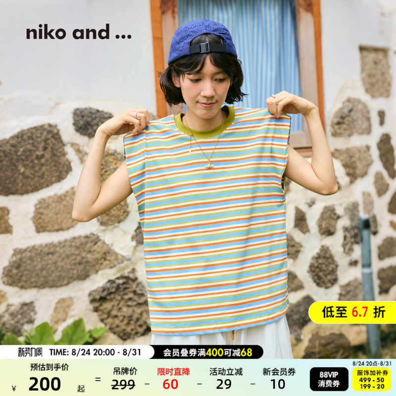 Niko and ... Women's Vest [15]26 New Summer Style Cotton Dopamine Stripe Sleeveless 1049549