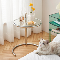 Lifting coffee table glass side a few simple modern round table sofa corner small apartment Net red ins Transparent Coffee Table