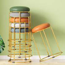 Stool home simple light luxury creative stackable small bench living room table low stool home adult sturdy round stool