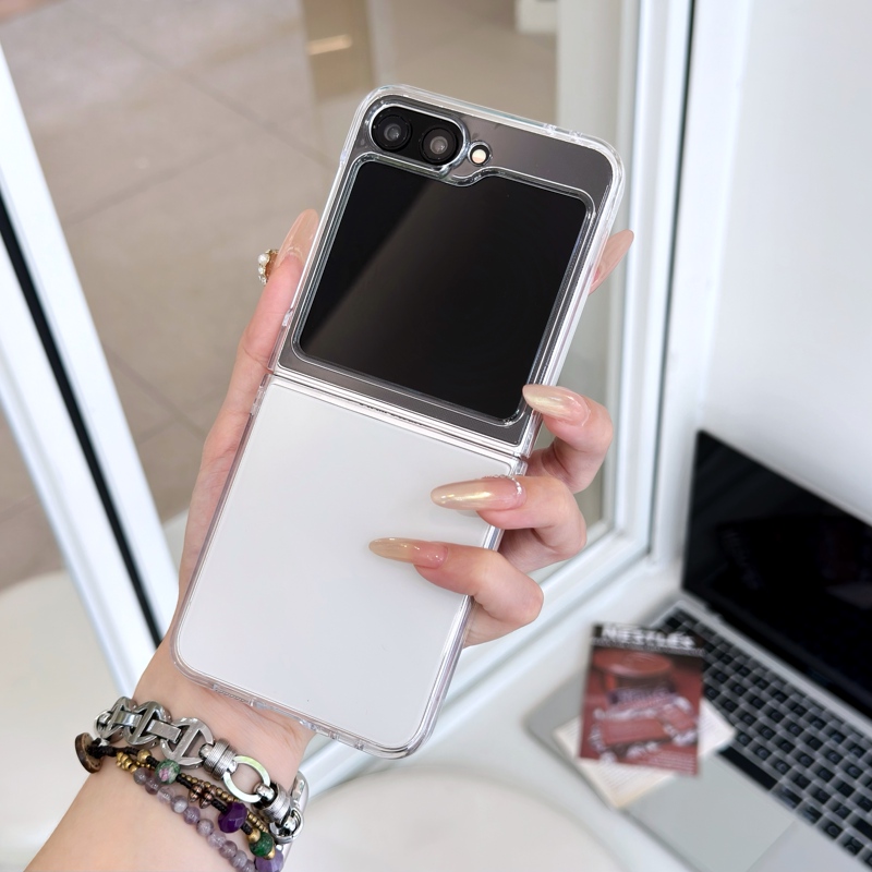Suitable for Samsung Zflip6 Phone Case Zflip5 Upper and Lower Folding Screen Protective Cover Flip4 New Ultra-Thin Transparent Frosted Hard Case Zflip3 New Product for Men and Women with a High-End Feel, Stylish and Simple Design