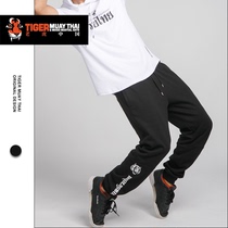  Drawstring sports black loose casual trousers mens autumn and winter wild micro-elastic elastic tether tiger Muay thai