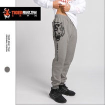 Gray loose feet casual sweatpants trousers mens autumn and winter trend micro-elastic elastic tether tiger Muay thai mid-waist