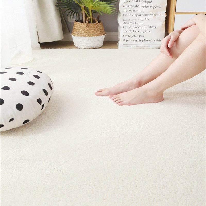 Ins wind solid color silent wind carpet living room coffee table blanket white simple girl bedroom fully paved edge blanket floor mat