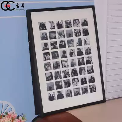 Solid Wood 48 Palace grid couple photo frame custom diy Tanabata gift Memorial frame handmade 100 Plaid frame