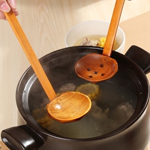 Wooden spoon ramen spoon Japanese flavor chicken ramen soup spoon Colander solid wood spoon household wood spoon long handle