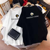 Pregnant women cotton T-shirt long coat tide hot mom fashion cotton short sleeve medium and long body T-shirt loose size