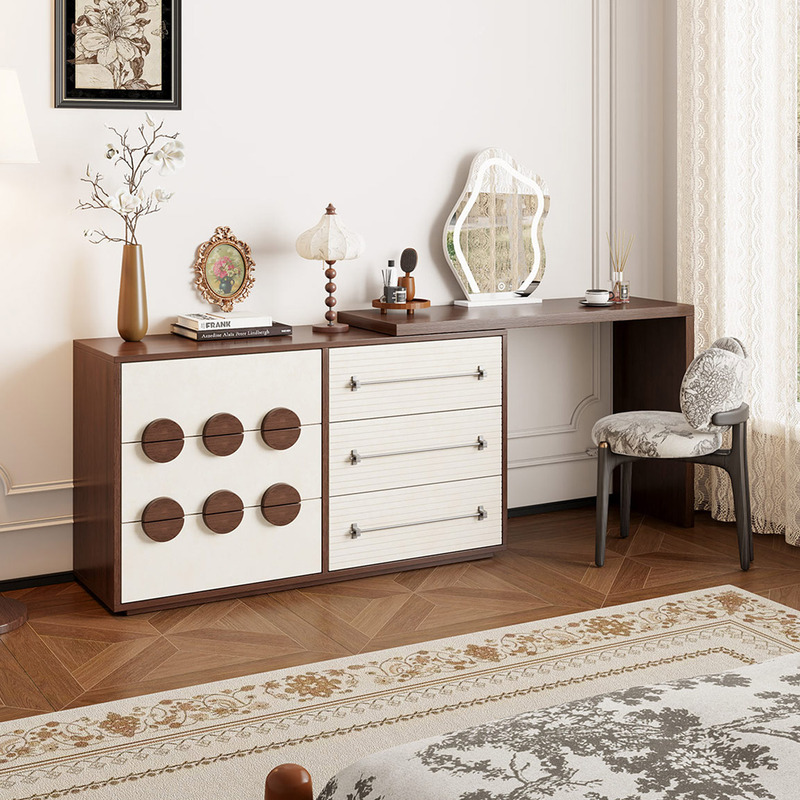 French-Style Dressing Table with Integrated Sideboard and Desk, Bedroom Bauhaus Vintage Bedside Storage Corner Vanity Table French-Style Dressing Table with Integrated Sideboard and Desk, Bedroom Bauhaus Vintage Bedside Storage Corner Vanity Table