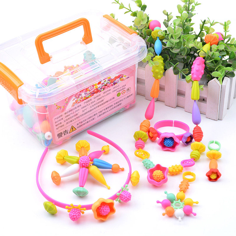 Children's Puzzle Toy Popu Strings Beads Wireless Wearing Beads Handmade Diy Making Material Bag Girl Necklace Handmade