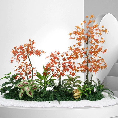 Моделирование зеленое растение красное кленовое пейзаж Комбинированный балкон ландшафт внутренний интерьер большой висящий колокольчик