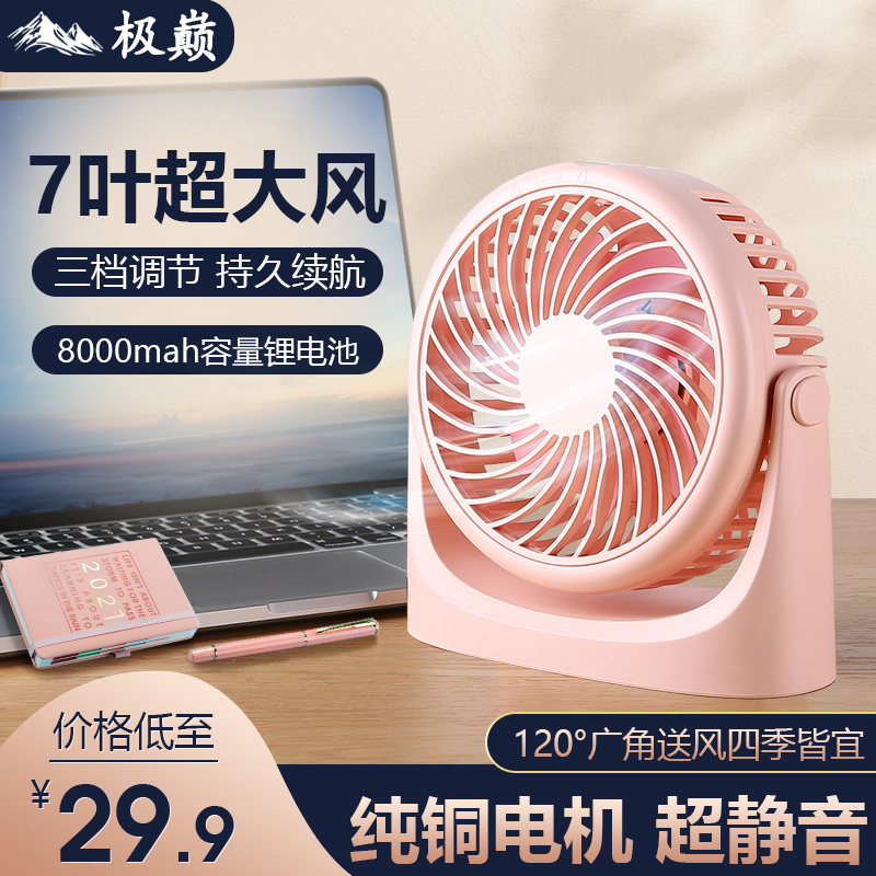(persistent sequel) USB small fan student Dormitory Small Portable Mini Carry-on summer mute Electric fan office Desktop Home Sleeping Room Bed Rechargeable With electric fan