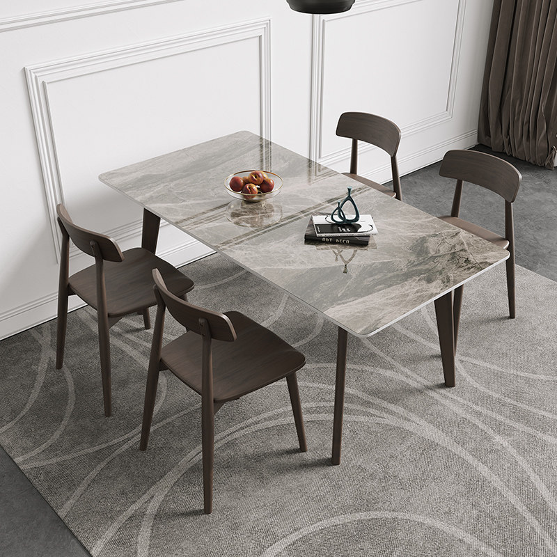 Imported Rock Plate Dining Table Nordic Light Lavish Solid Wood Dining Table Modern Wind Minimis About Small Family Marble Dining Table And Chairs Combination
