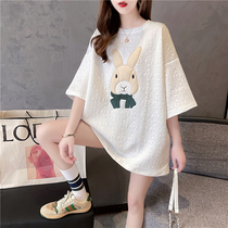 Pregnant Woman Summer Clothing Fashion Stylish Short Sleeve Blouse Loose T-shirt Dress Nepotism Red Ocean Spring Summer Money for Pregnant Women