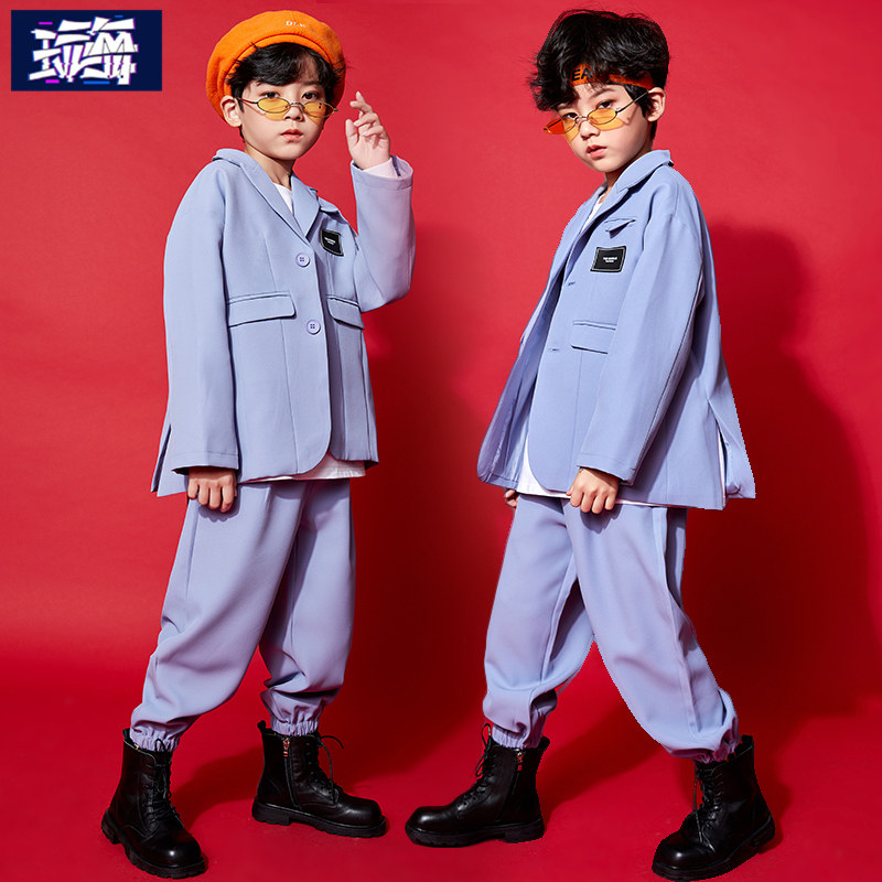 Hip-hop suit boy tide brand hip-hop loose handsome suit toddler hiphop catwalk children's performance costume autumn and winter