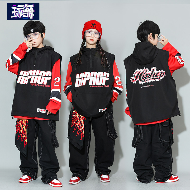 Children's Street Dance Tide Clothing Autumn Winter Hiphop Hip Hop Hama Clip Suit Girl Jazz Dance Boy's New Year's Day Out of Service-Taobao