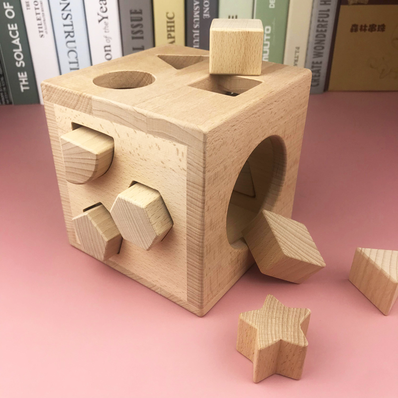 Prince's Mom Children's geometric shape paired Cognitive Box 1-2-3-year-old baby puzzle early to teach without paint building blocks